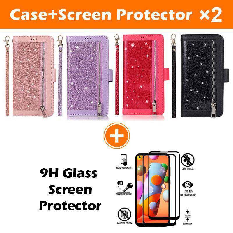 Bling Wallet Case with Wrist Strap for Samsung A42(5G) - Libiyi