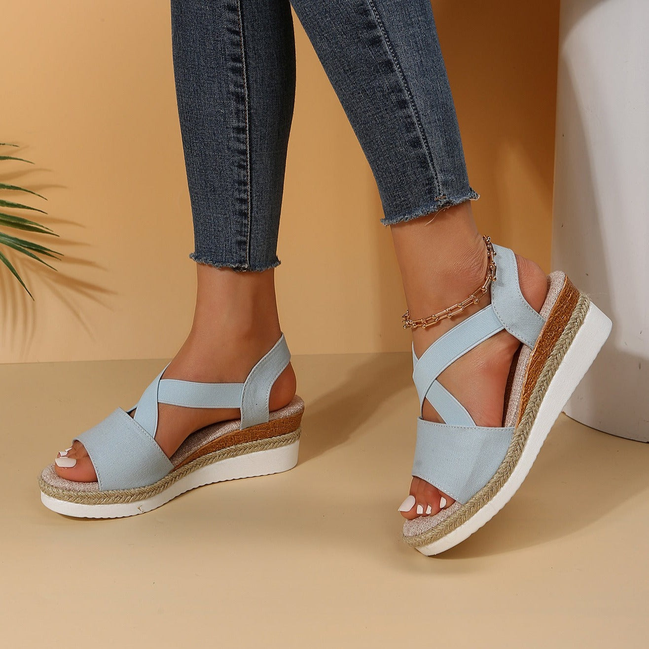 Libiyi Summer Flat Wedge Heel Fish Mouth Casual Women's Sandals - Libiyi