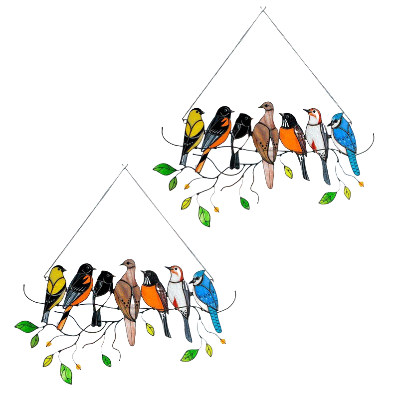 Birds Stained Glass Window Hangings - Libiyi