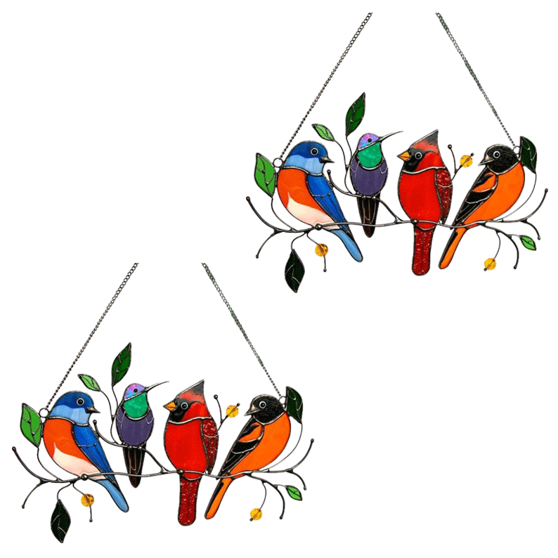 Birds Stained Glass Window Hangings - Libiyi