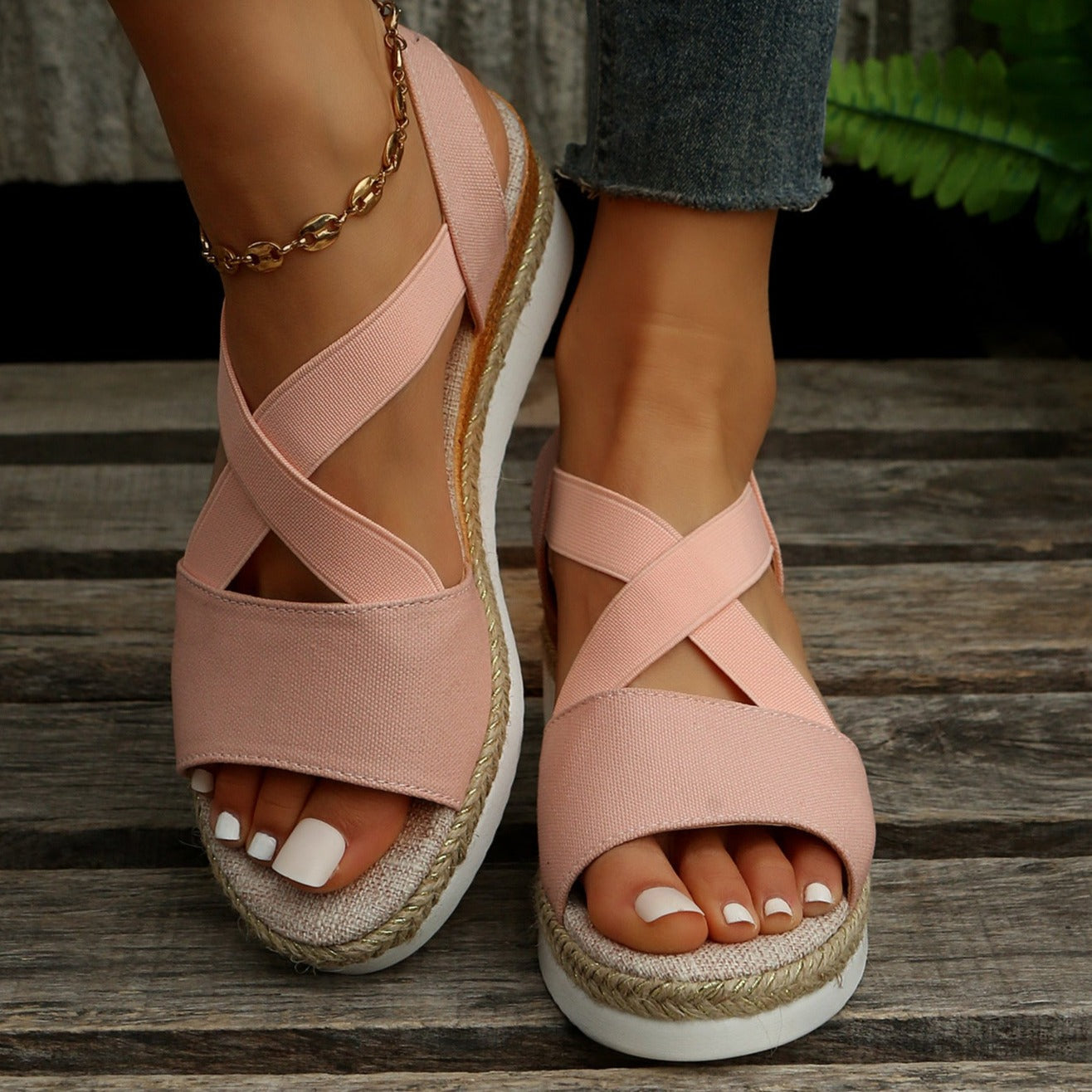 Libiyi Summer Flat Wedge Heel Fish Mouth Casual Women's Sandals - Libiyi