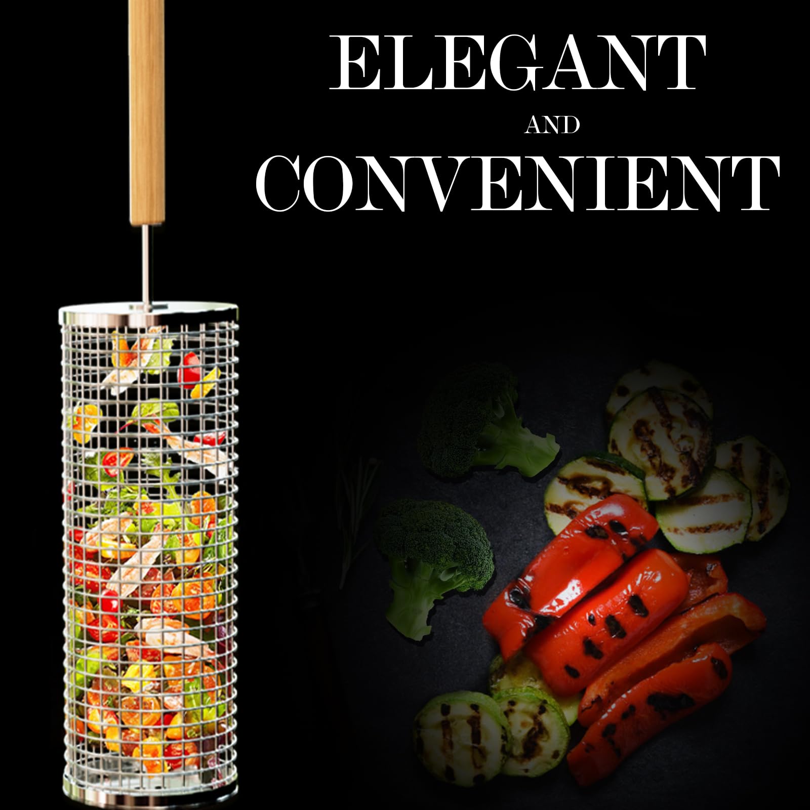 Rolling Grilling Basket with Handle - Libiyi