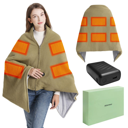Portable Soft Zipper Electric Heated Blanket Shawl - Libiyi