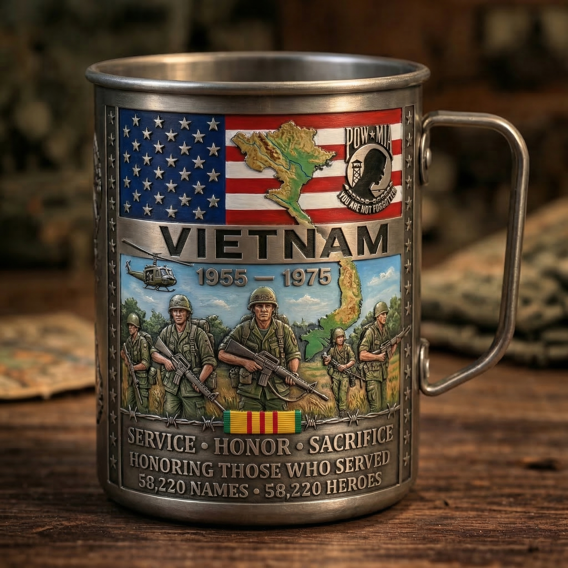 🎖️- Vietnam Veteran Honor Coffee Mug – 1955-1975 Service Tribute