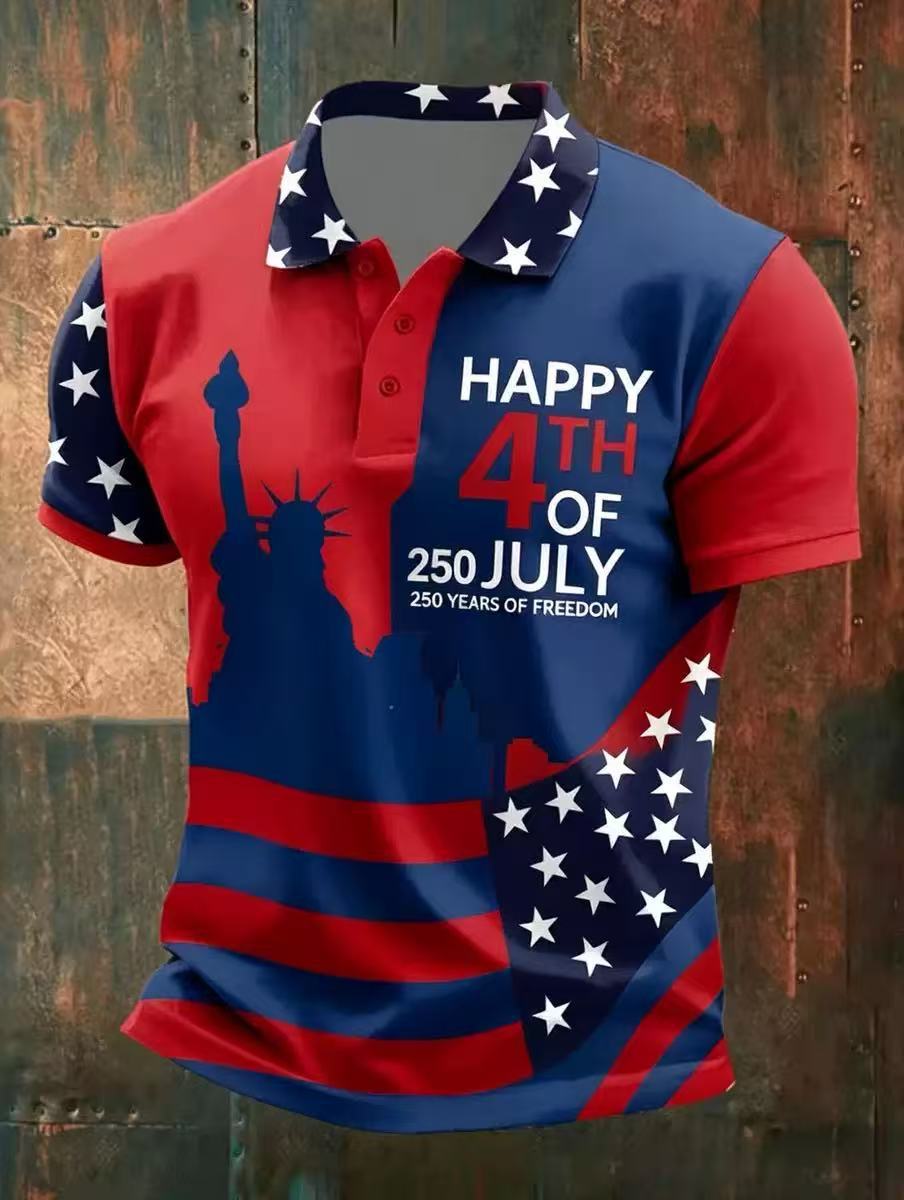 Men's American 250th Anniversary Print Casual Polo Shirt