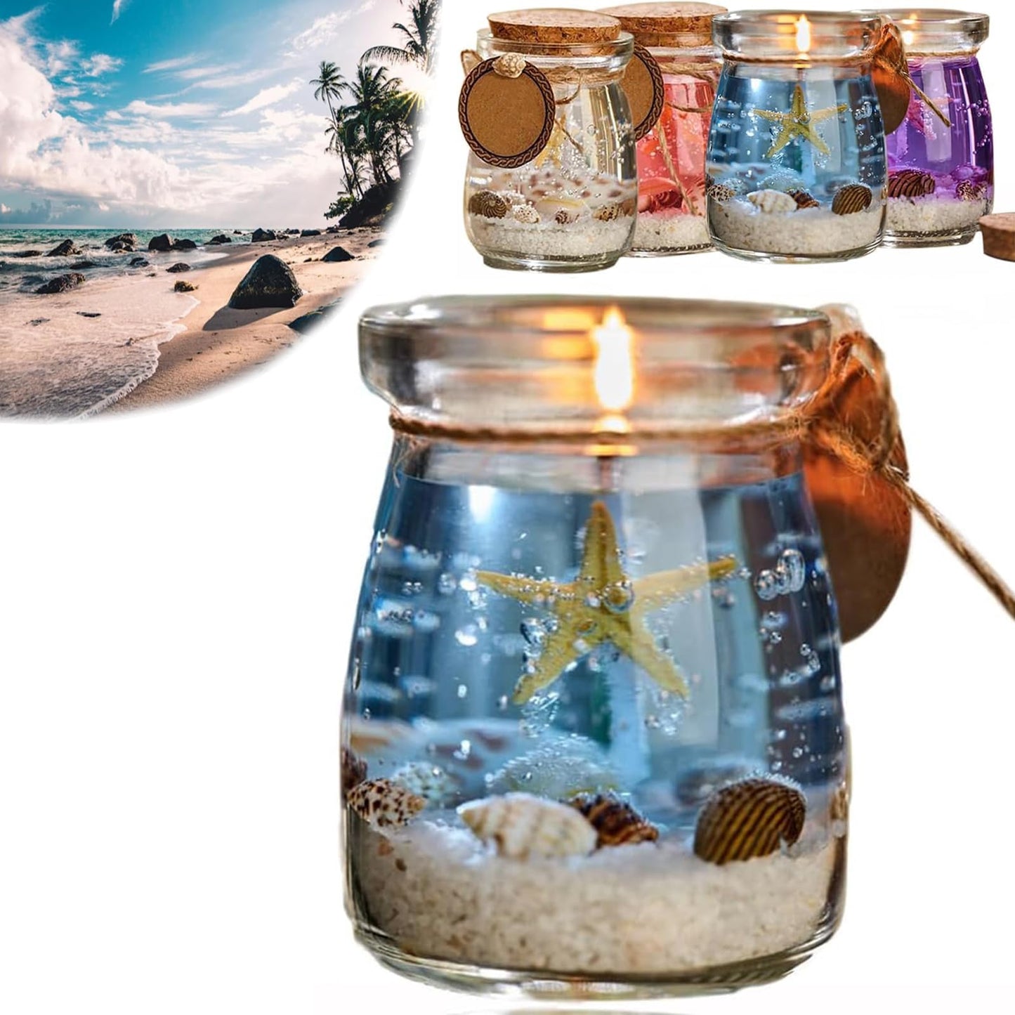 Ocean Theme Blue Purple Pink Gel Candle - Libiyi