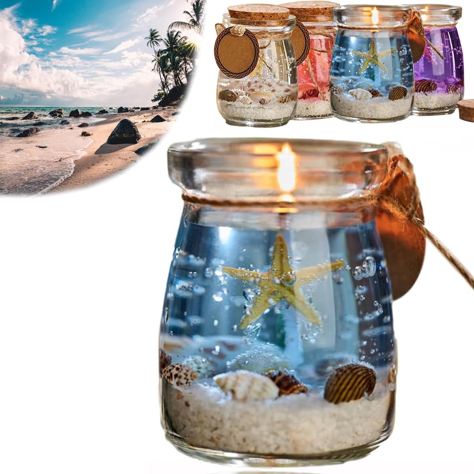 Ocean Theme Blue Purple Pink Gel Candle - Libiyi