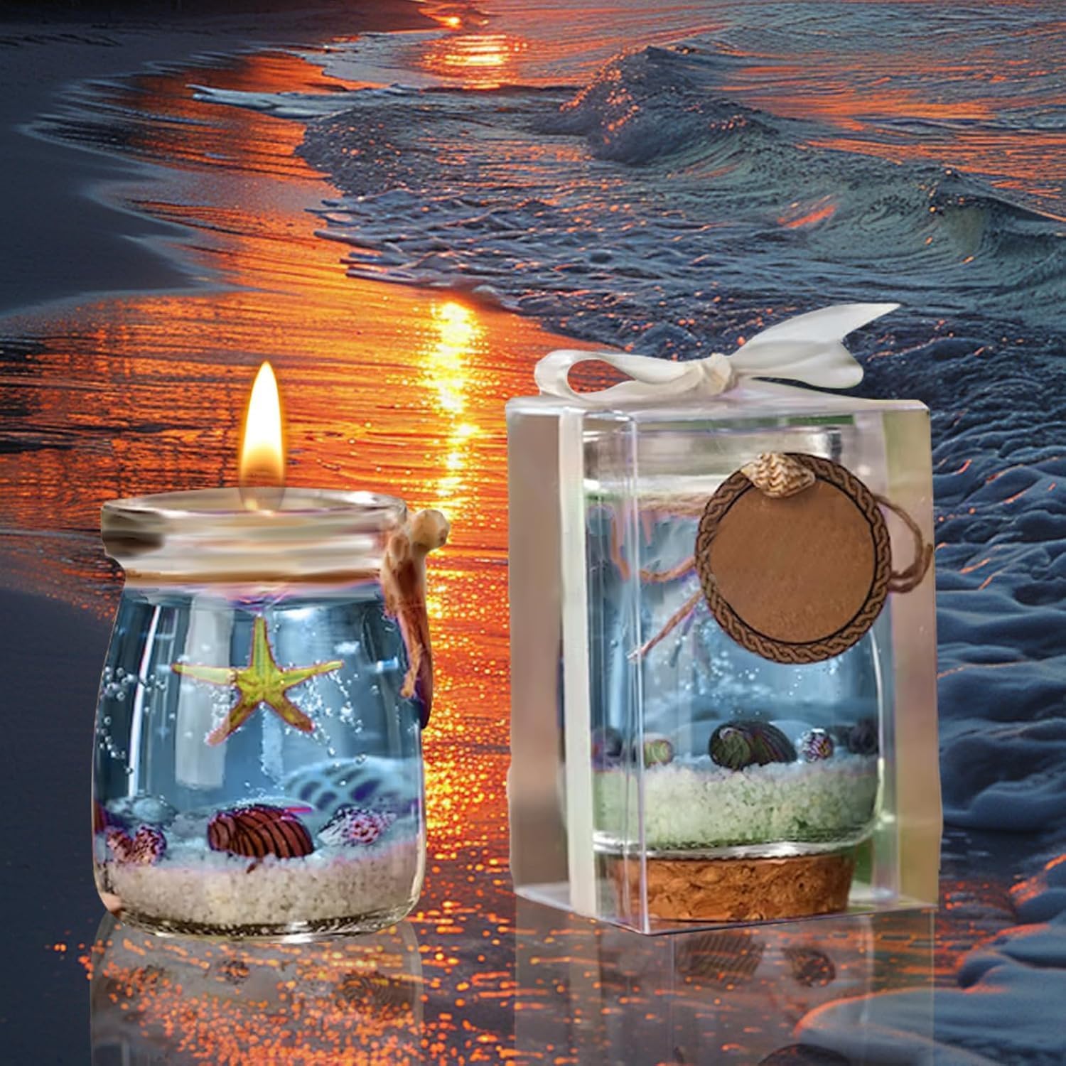 Ocean Theme Blue Purple Pink Gel Candle - Libiyi
