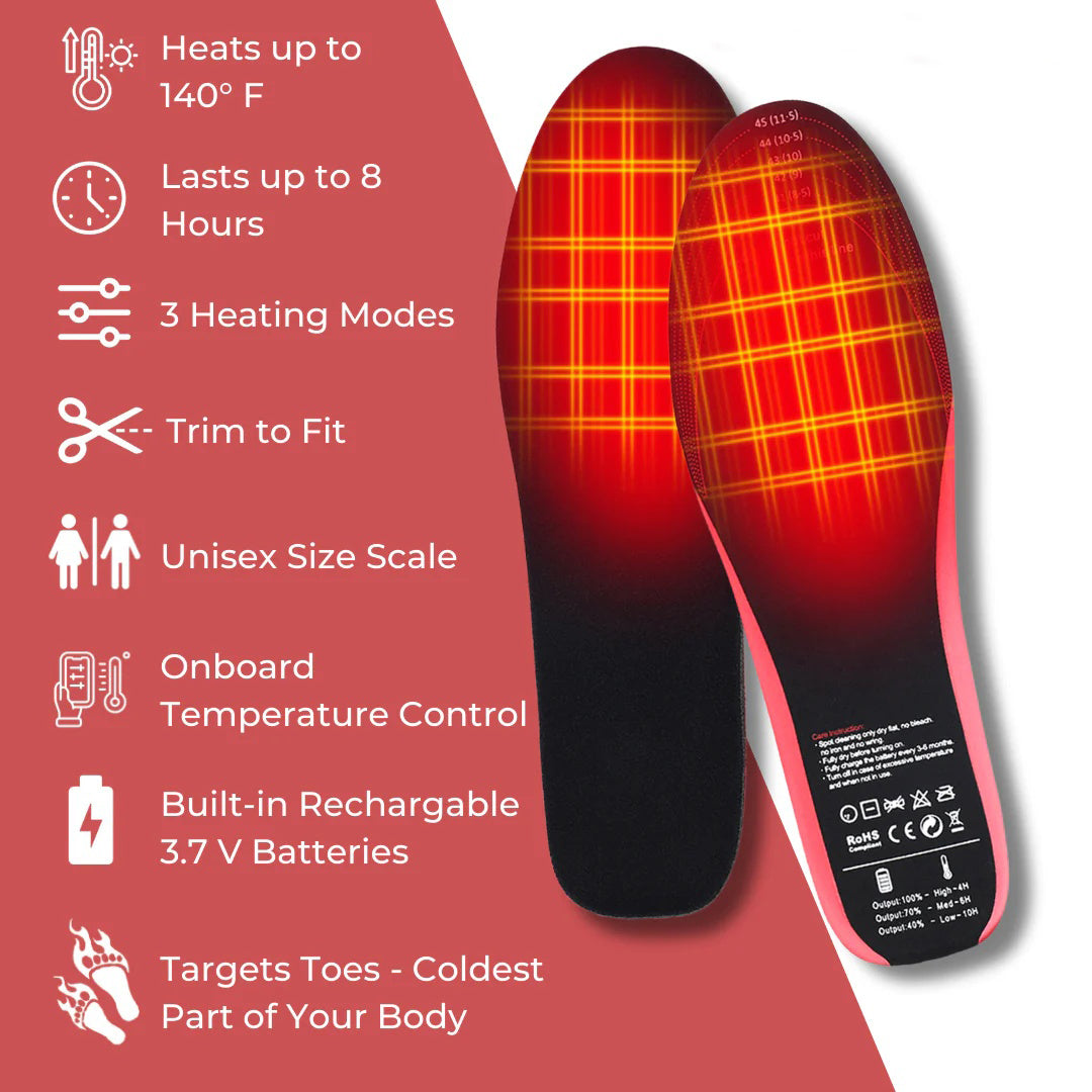 🔥FootEase Wireless Heated Insoles – Rechargeable Pain Soothing Heat for Plantar Fasciitis & Cold Feet - Libiyi