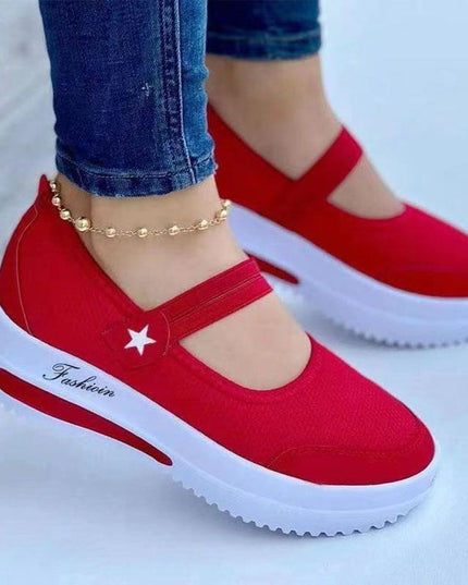 Libiyi Ladies Fly Knit Low Top Mesh Wedge Round Toe Shoes - Libiyi