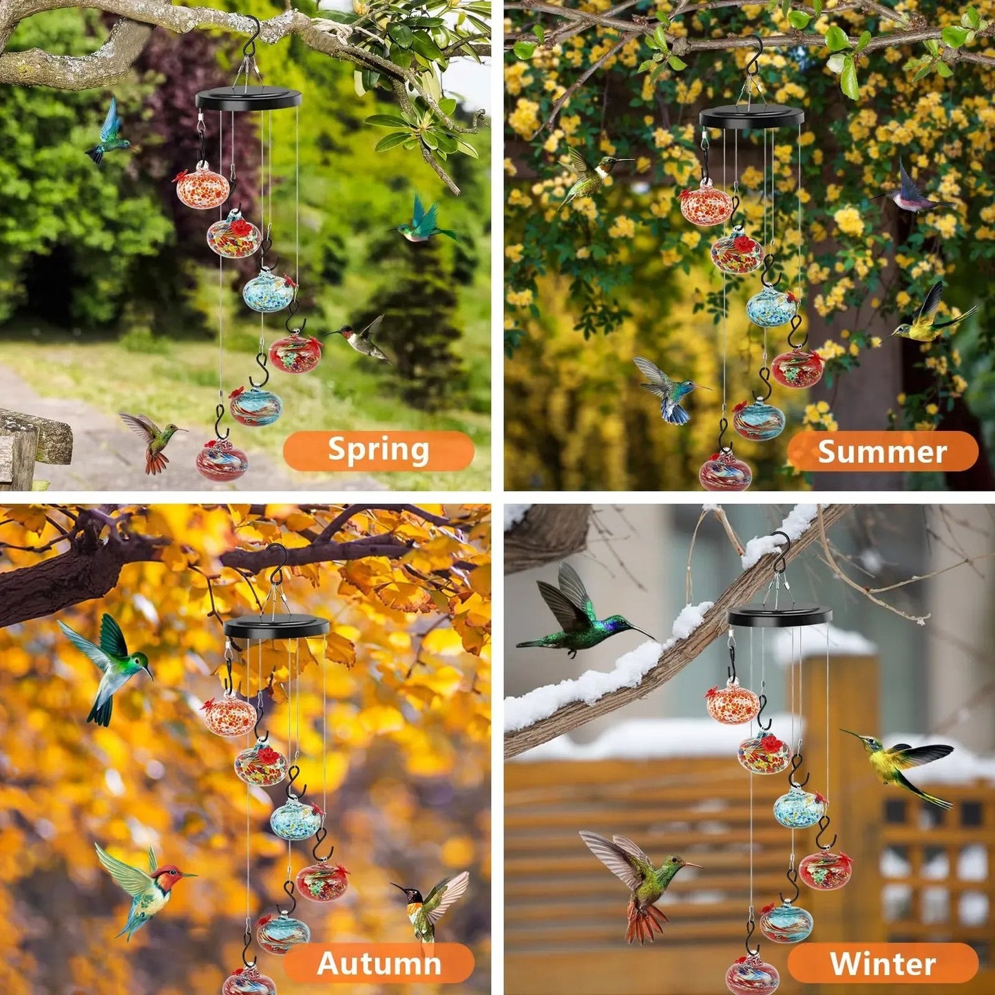 Shirem  Wind Chime Hummingbird Feeder - Libiyi