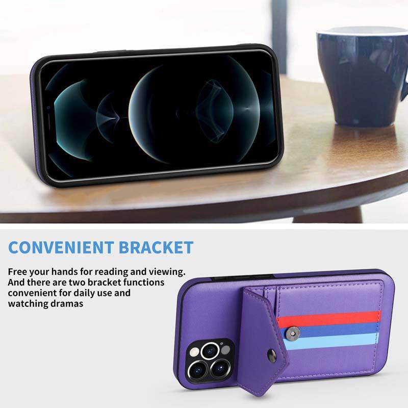 Lanyard Leather Wallet Card Holder Stand Phone Case For iPhone - Libiyi
