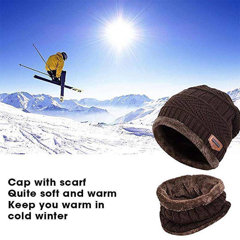 Warm Beanie Cap With Scarf - Libiyi