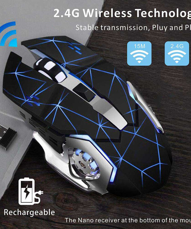 Rechargeable Wireless Mouse-Starry Black - Libiyi
