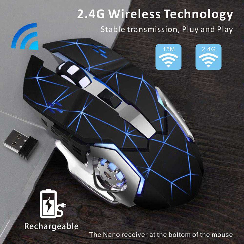 Rechargeable Wireless Mouse-Starry Black - Libiyi