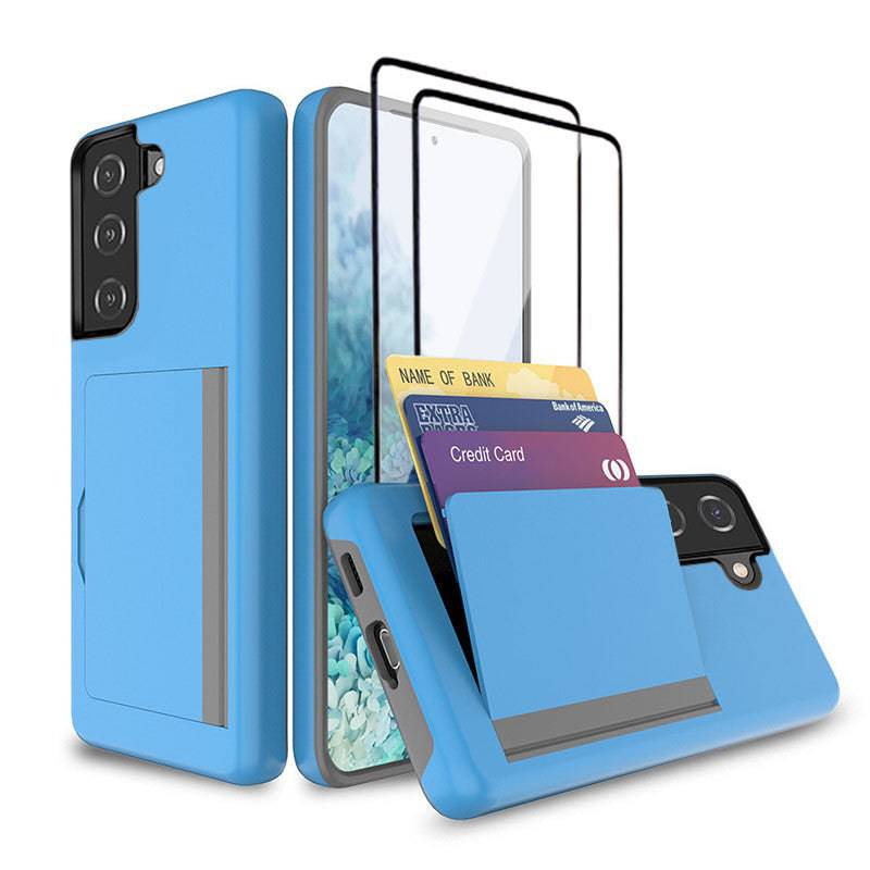 Armor Protective Card Holder Case for Samsung S21 FE(5G) With 2-Pack Screen Protectors - Keilini
