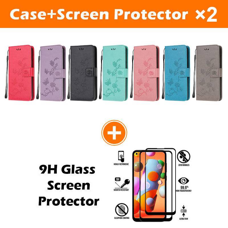 Imprint Butterfly Flower Leather Mobile Phone Case for iPhone 12Mini - Libiyi