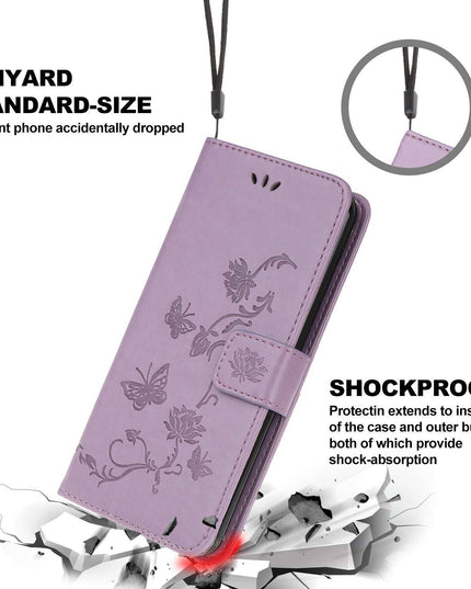 Imprint Butterfly Flower Leather Mobile Phone Case for iPhone XR - Libiyi