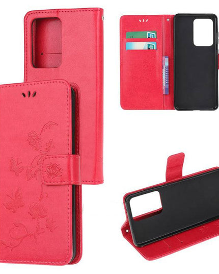 Imprint Butterfly Flower Leather Mobile Phone Case for Samsung S21 Series - Libiyi