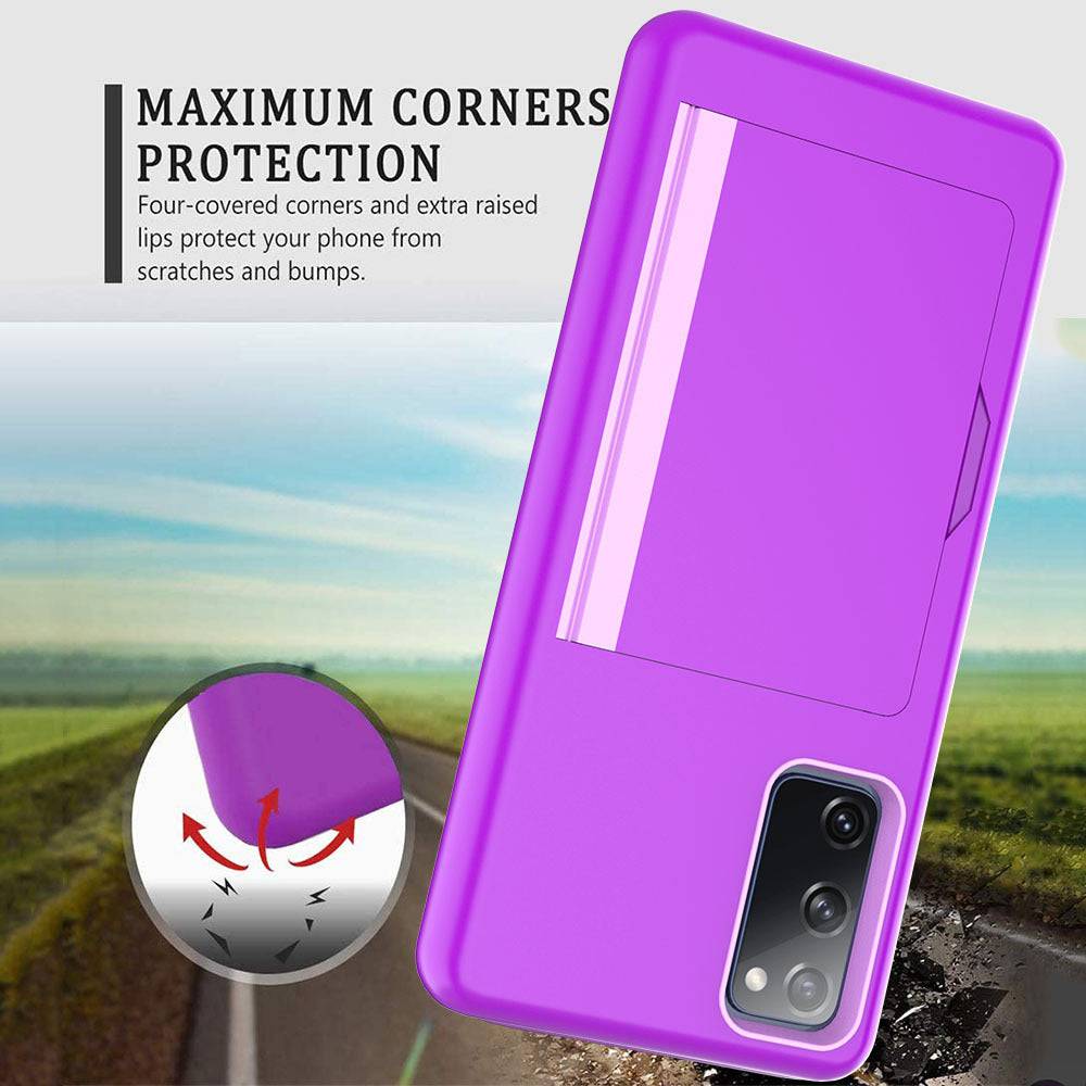Armor Protective Card Holder Case for Samsung S20 FE With 2-Pack Screen Protectors - Libiyi