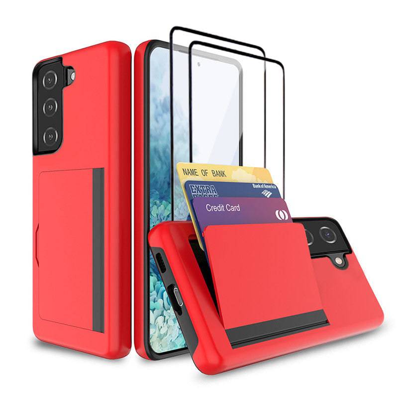 Armor Protective Card Holder Case for Samsung S21(5G) With 2-Pack Screen Protectors - Libiyi