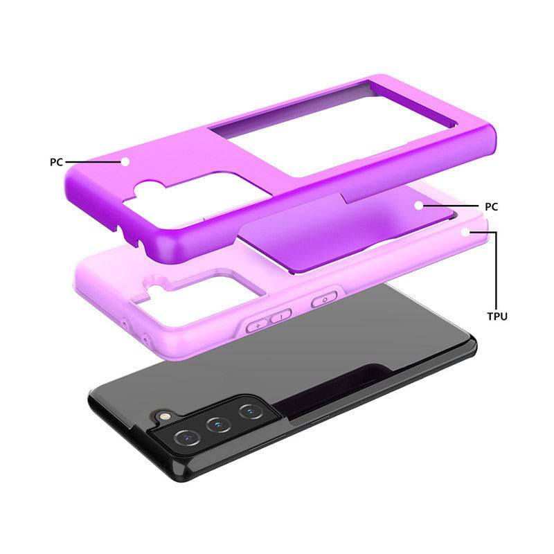 Armor Protective Card Holder Case for Samsung S21 FE(5G) With 2-Pack Screen Protectors - Libiyi