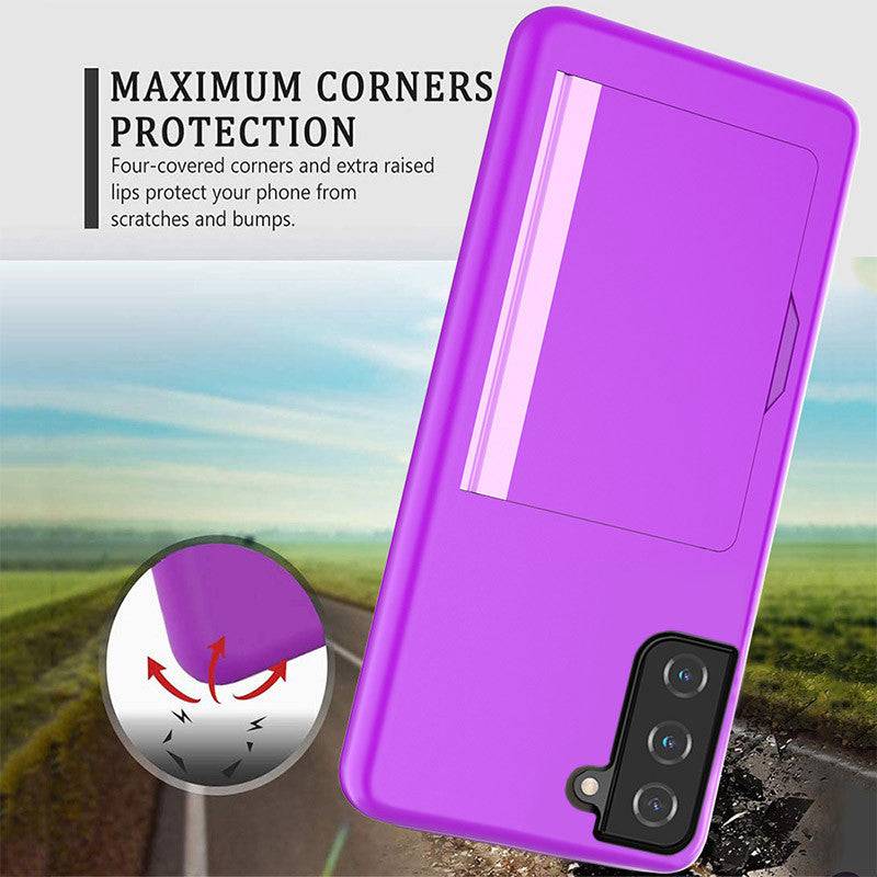 Armor Protective Card Holder Case for Samsung S21 FE(5G) With 2-Pack Screen Protectors - Libiyi