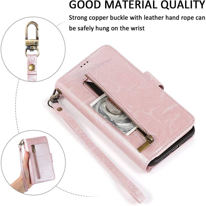 Detachable Flip Folio Zipper Purse Phone Case for iPhone 12 Series - Libiyi