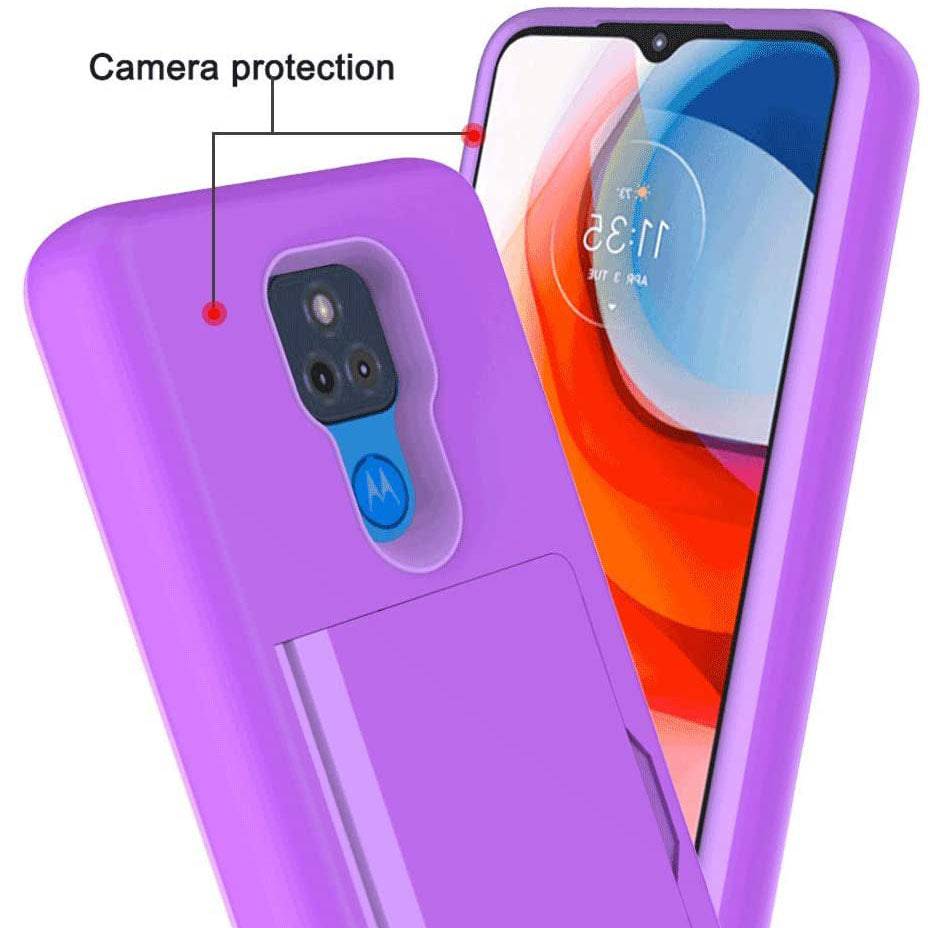 Armor Protective Card Holder Case for Moto G Play 2021 With Screen Protector - Libiyi