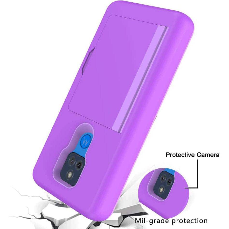 Armor Protective Card Holder Case for Moto G Play 2021 With Screen Protector - Libiyi