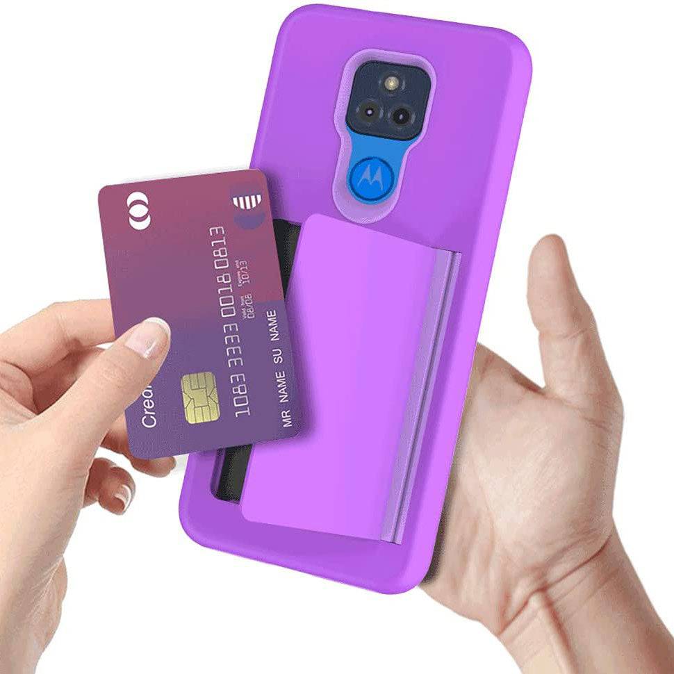 Armor Protective Card Holder Case for Moto G Play 2021 With Screen Protector - Libiyi