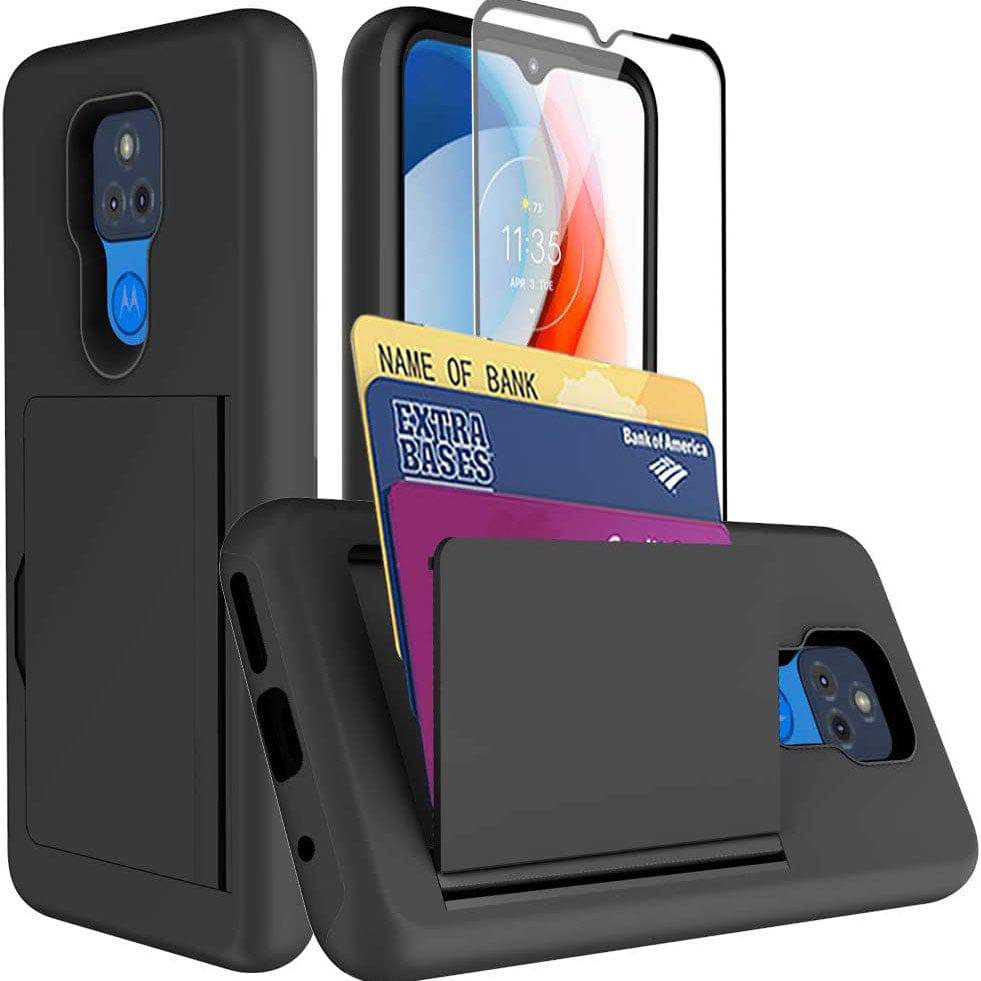 Armor Protective Card Holder Case for Moto G Play 2021 With Screen Protector - Libiyi