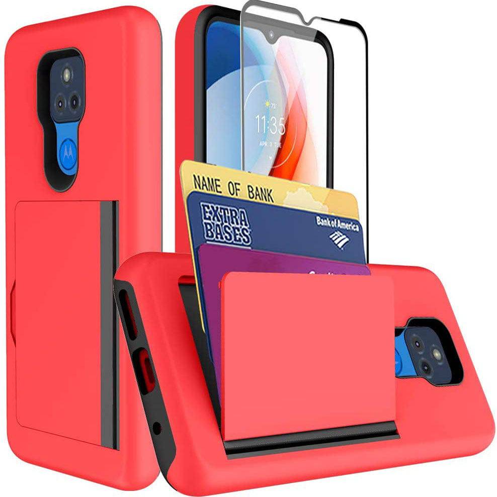Armor Protective Card Holder Case for Moto G Play 2021 With Screen Protector - Libiyi