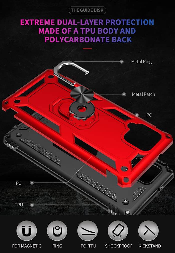 Samsung A42(5G) Luxury Armor Ring Bracket Phone Case With 2-Pack Tempered Glass Screen Protectors - Libiyi