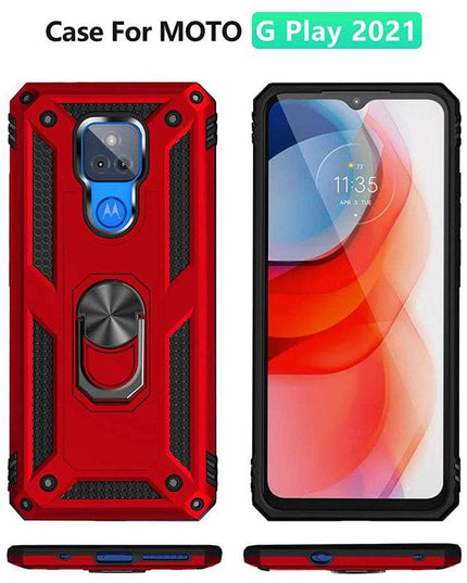 Luxury Armor Ring Bracket Phone case For Moto G Play 2021 With Screen Protector - Libiyi