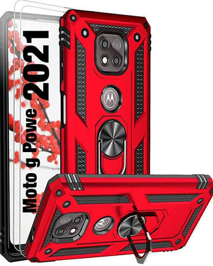 2022 Luxury Armor Ring Bracket Phone case For MOTO G Power 2021 With 2-Pack Screen Protectors - Libiyi