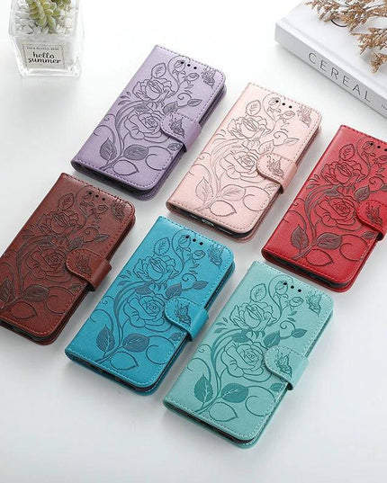 3D Embossed Rose Wallet iPhone Case - Libiyi