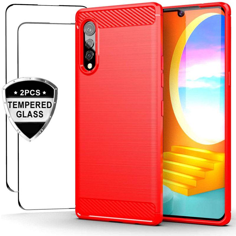 Luxury Carbon Fiber Case For LG Velvet With 2-Pack Screen Protectors - Libiyi