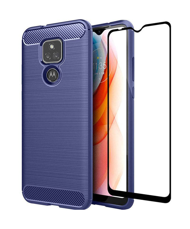 Luxury Carbon Fiber Case For Moto E7 With Screen Protector - Libiyi