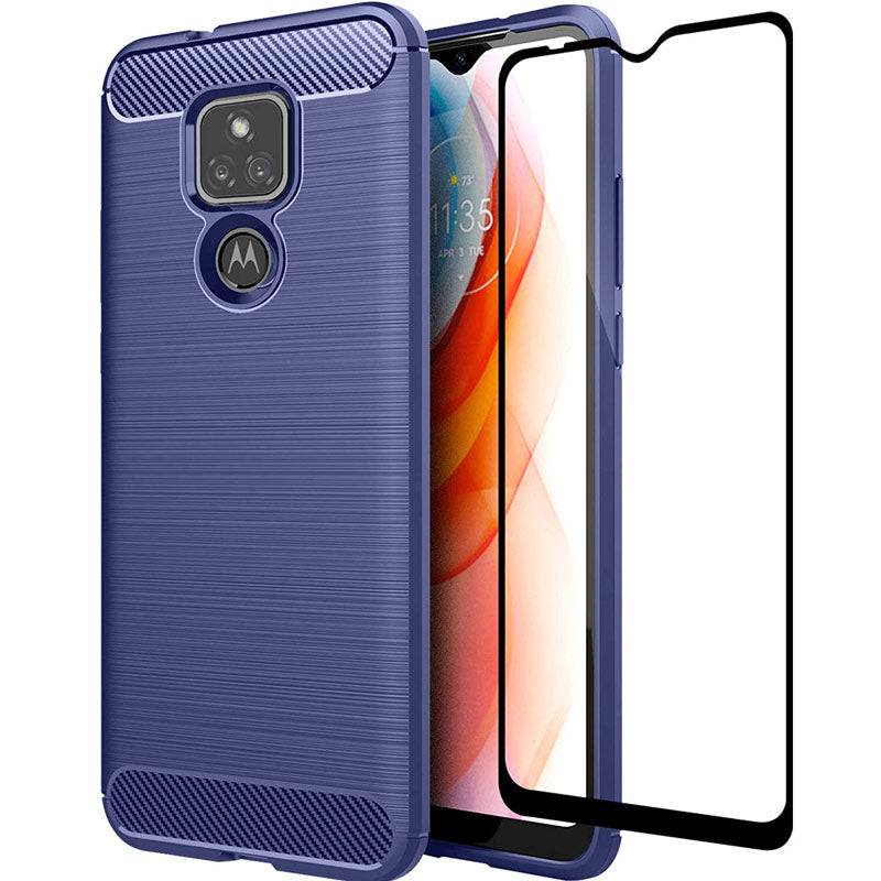 Luxury Carbon Fiber Case For Moto G Play 2021 With Screen Protector - Libiyi