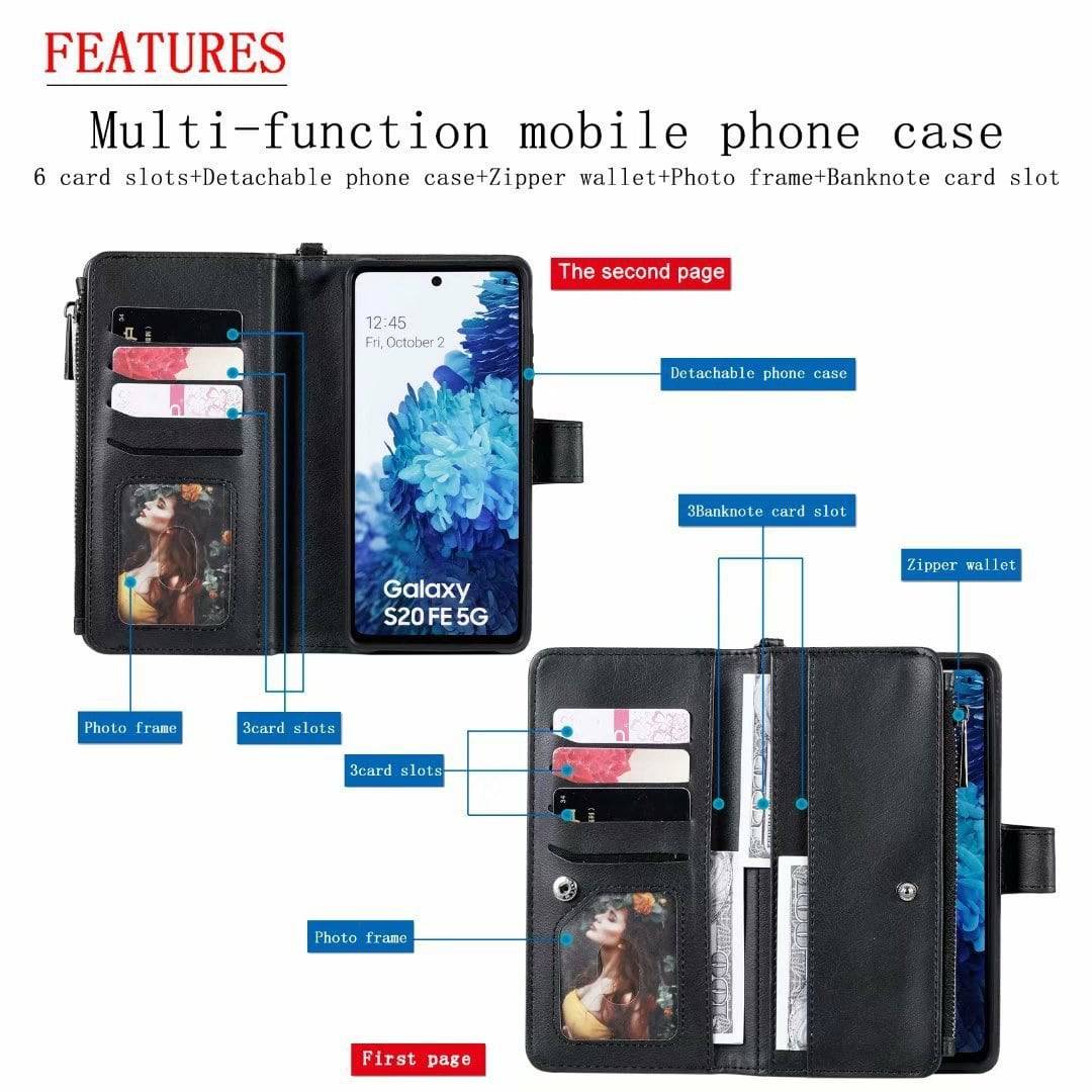 High-quality Split Magnetic 2-in-1 Zipper Wallet Case For Samsung - Libiyi