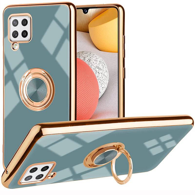 Slim Thin Finger Ring Stand Electroplated Silicone Case For Samsung A42(5G) - Libiyi
