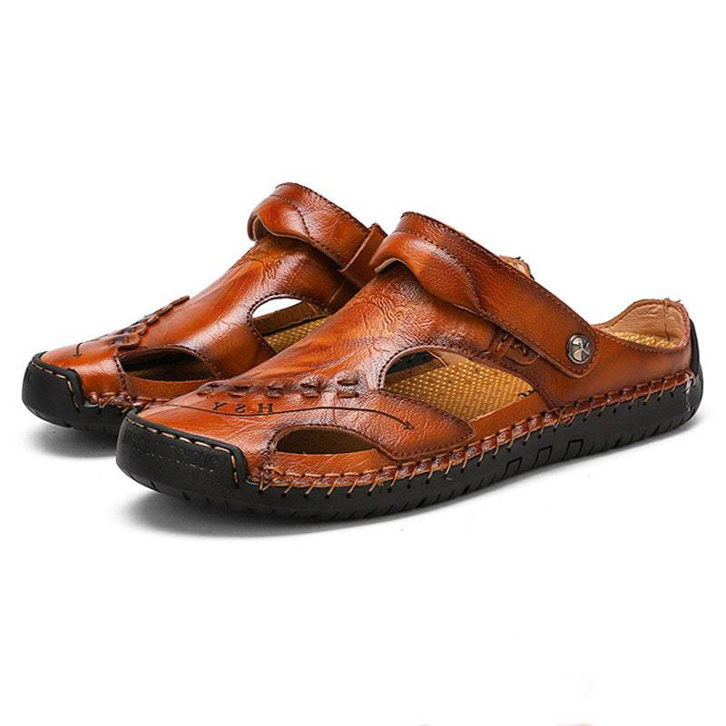Libiyi Men's Casual Breathable Handmade Leather Sandals - Libiyi