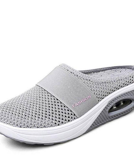 Libiyi Women Daily Fly Knit Fabric Summer Air Cushion Mule Slippers - Libiyi