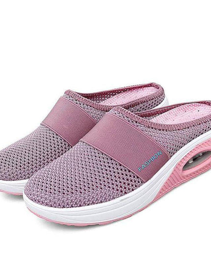 Libiyi Women Daily Fly Knit Fabric Summer Air Cushion Mule Slippers - Libiyi