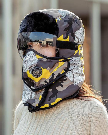 Unisex Winter Warm Hat with Windproof Facemask and Windproof Glasses - Libiyi