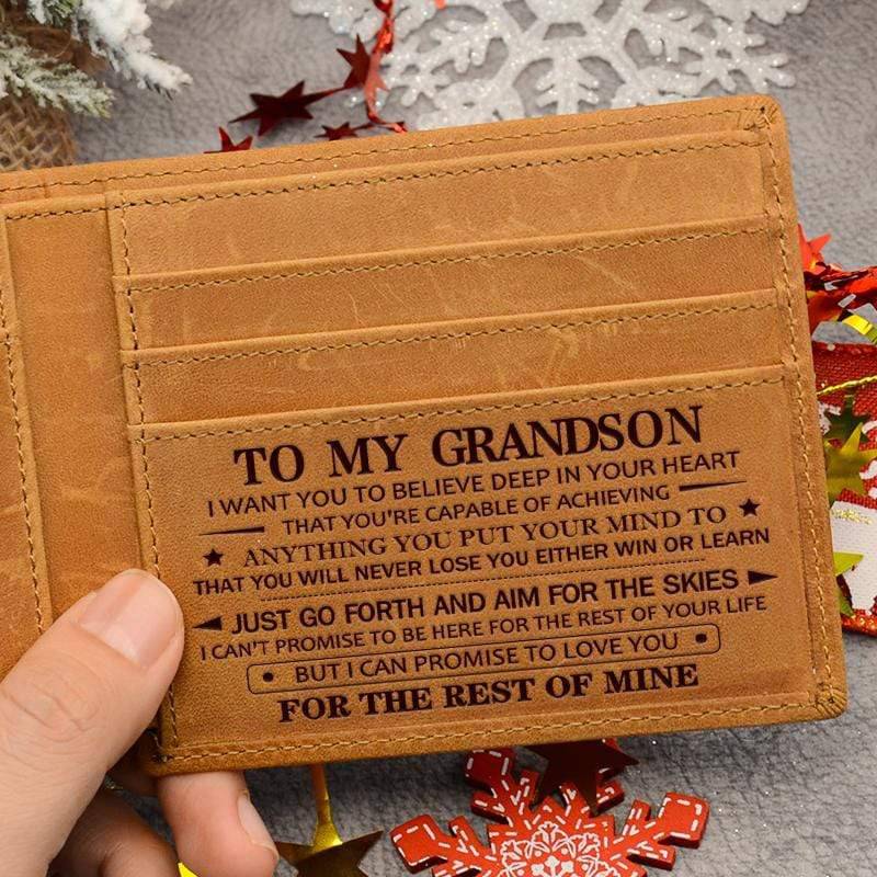 To My GrandSon - Premium Cow Leather Card Wallet - Libiyi